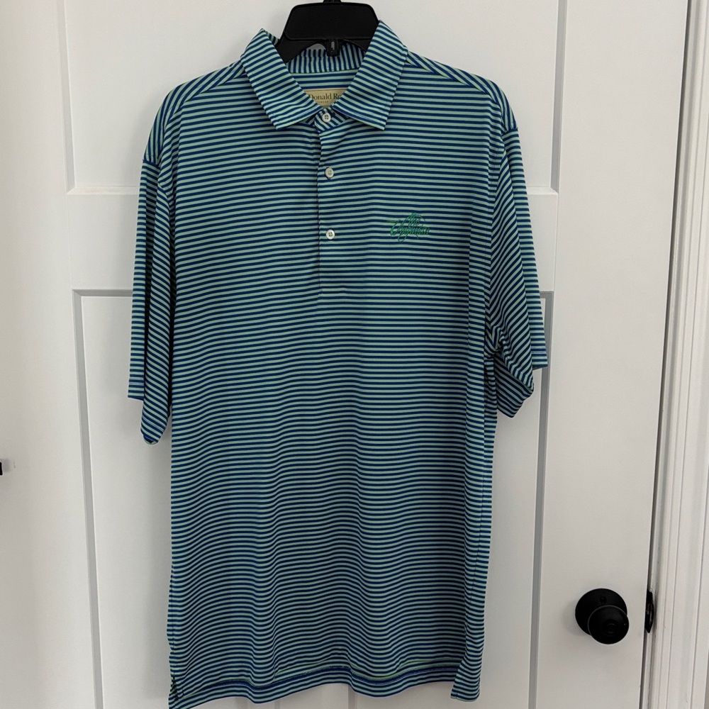 Blue Donald Ross Striped Men's Golf Shirt